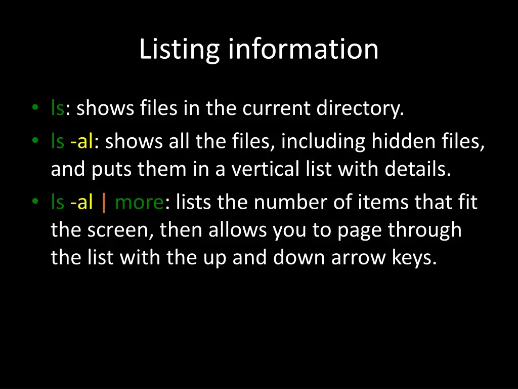 listing information