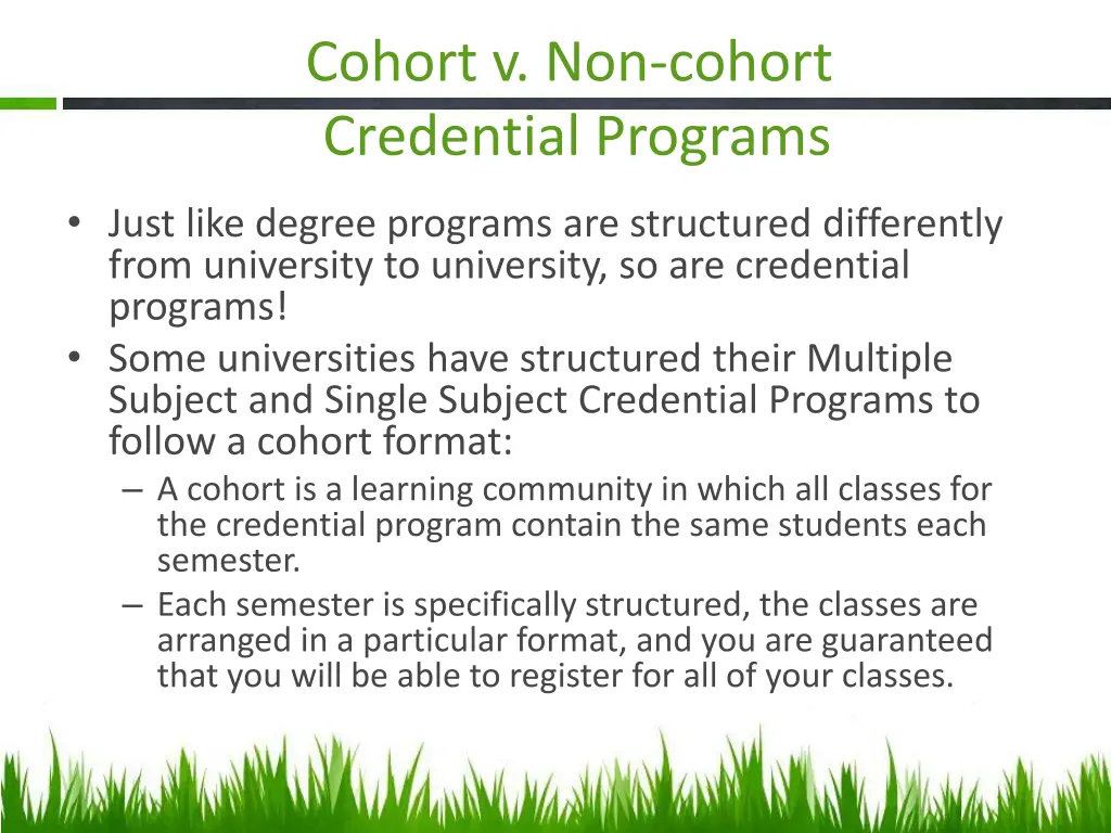 cohort v non cohort credential programs