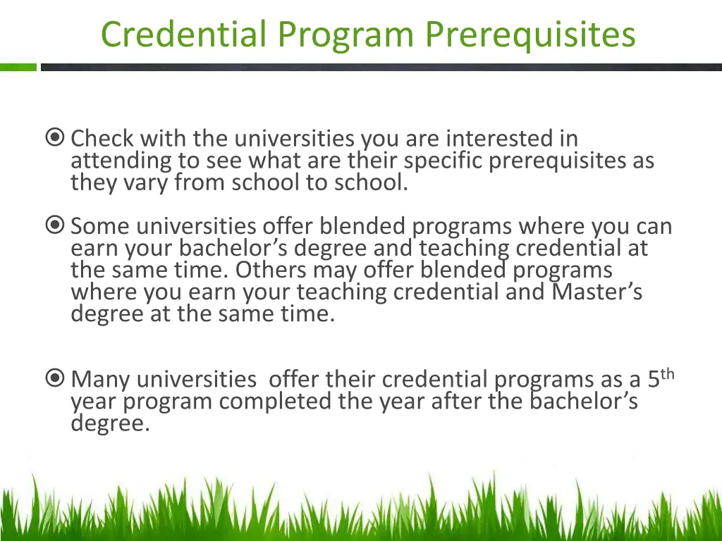 credential program prerequisites