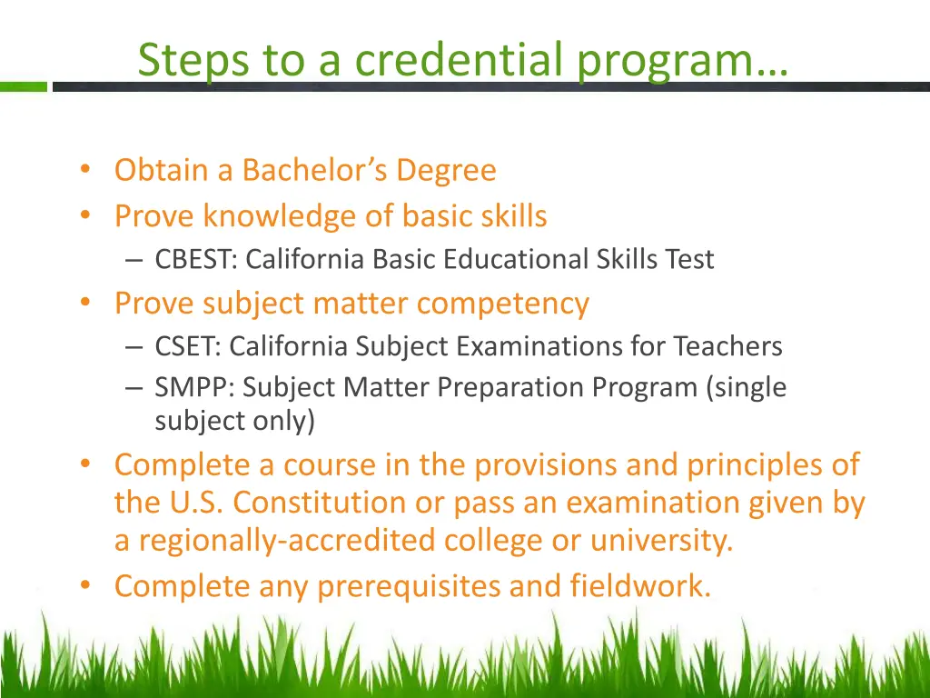 steps to a credential program