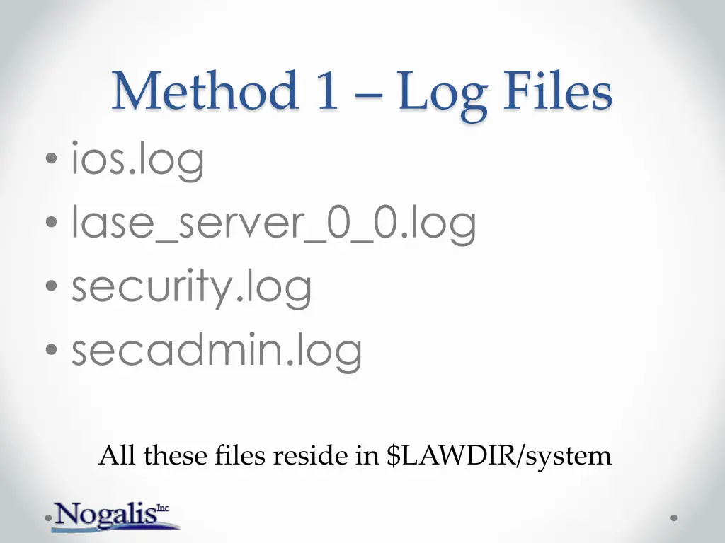 method 1 log files