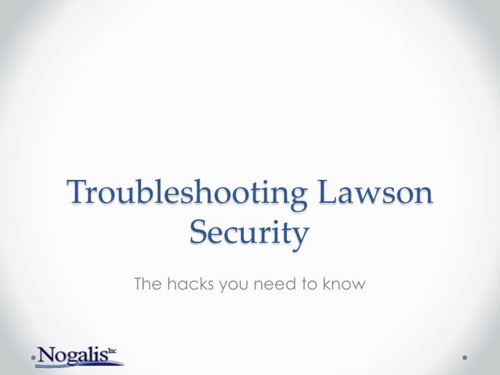 troubleshooting lawson security