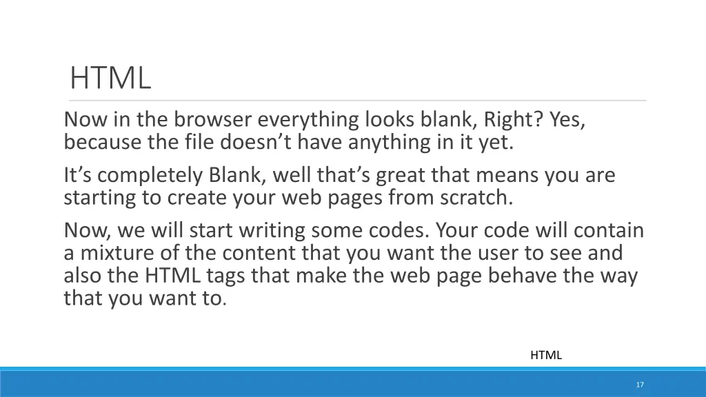 html now in the browser everything looks blank
