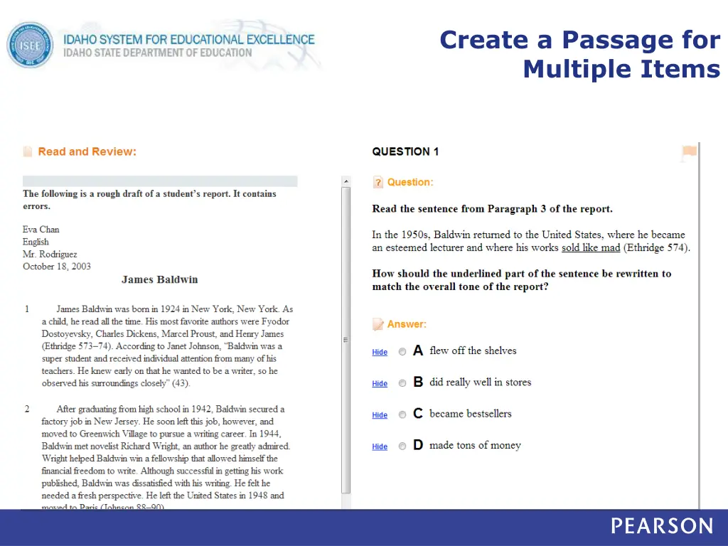 create a passage for multiple items