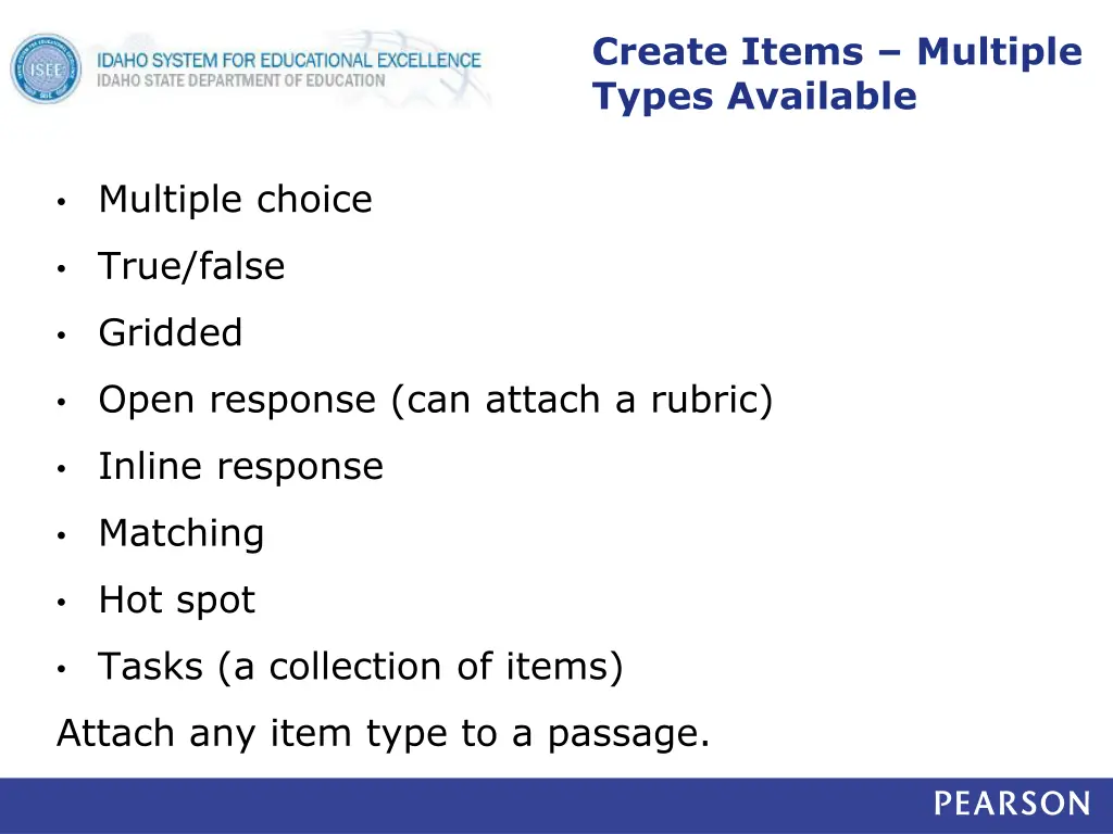 create items multiple types available