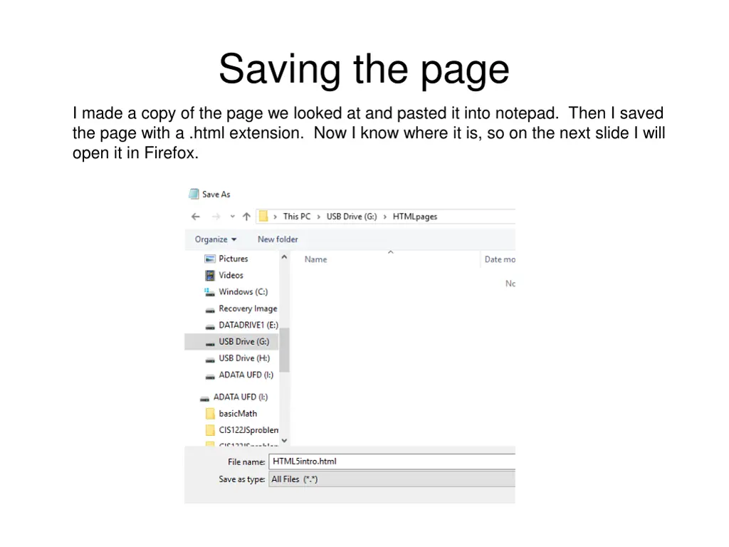 saving the page