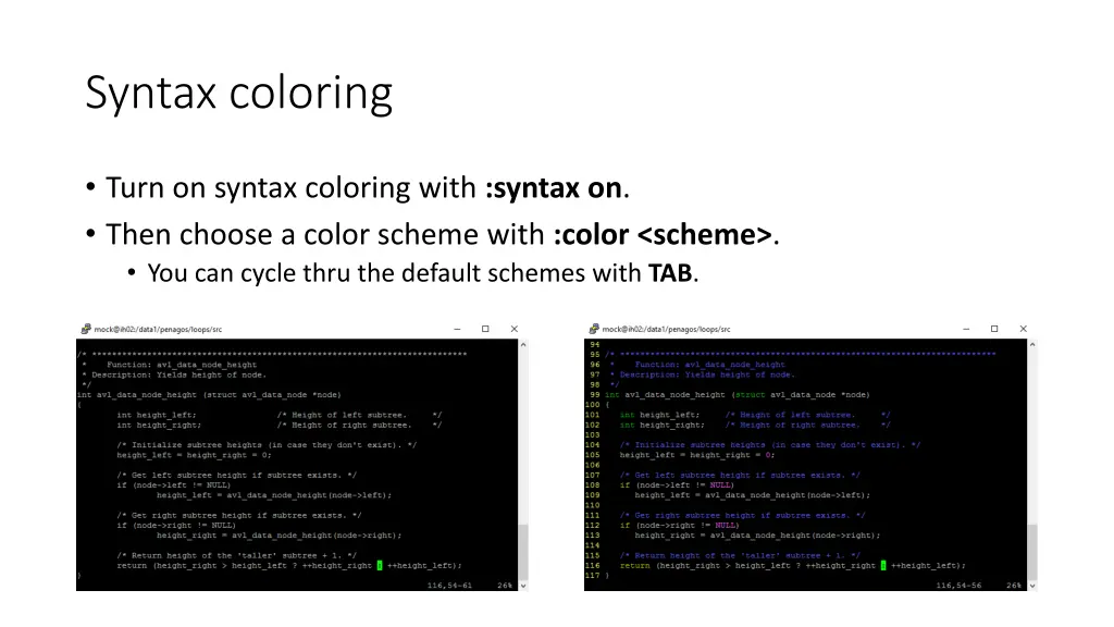 syntax coloring