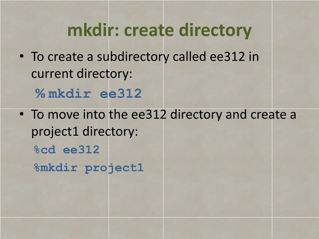 mkdir create directory