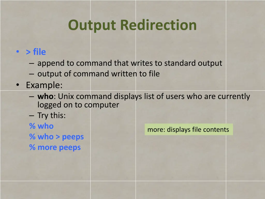 output redirection