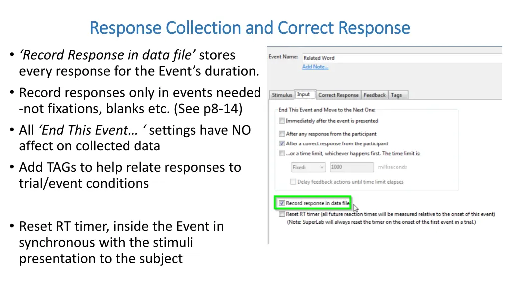 response collection and correct response response