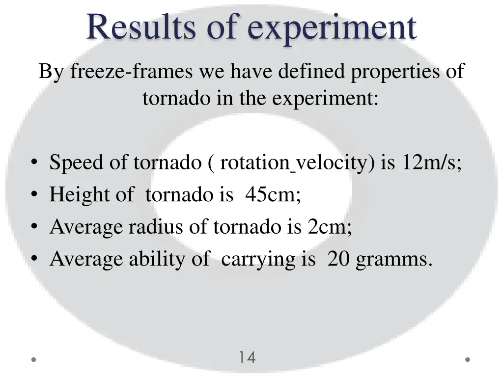 results of experiment by freeze frames we have