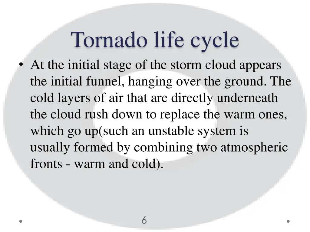tornado life cycle at the initial stage