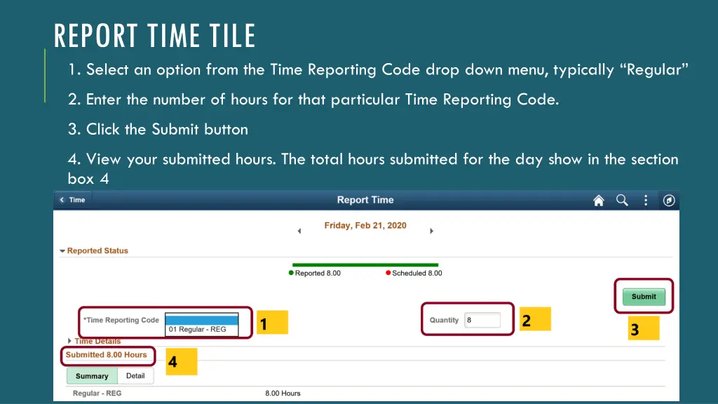 report time tile 1 select an option from the time