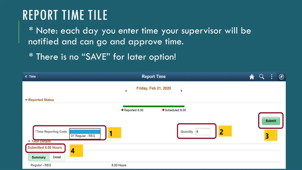 report time tile note each day you enter time