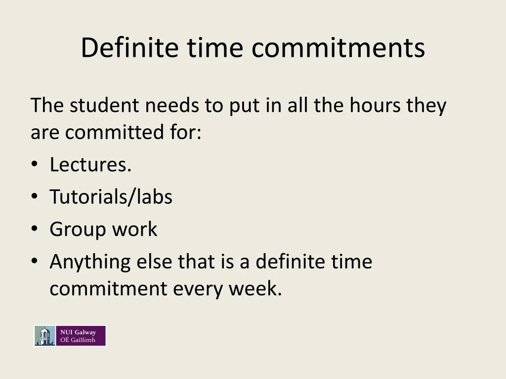 definite time commitments