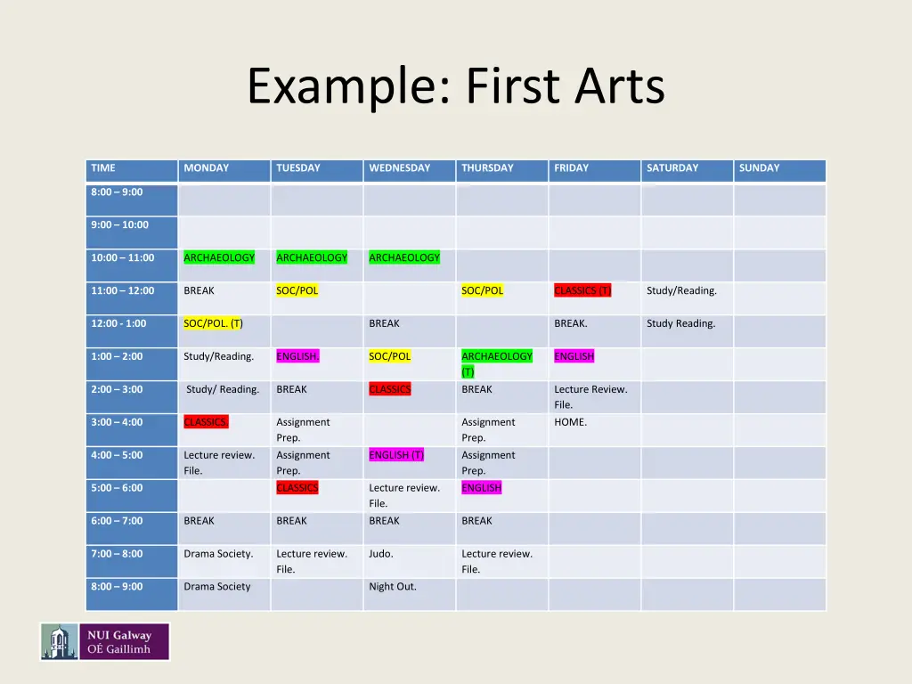 example first arts 2