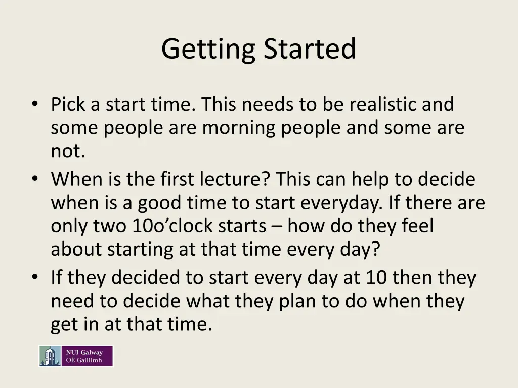 getting started