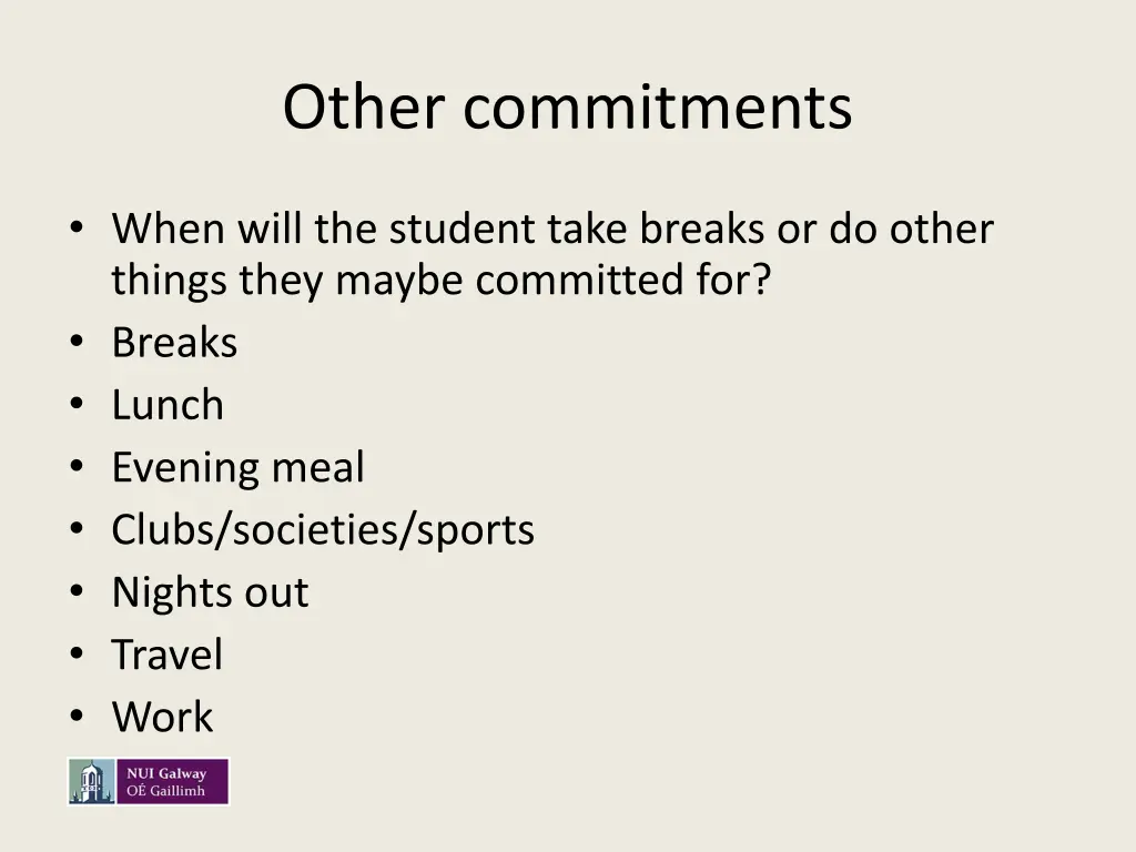 other commitments
