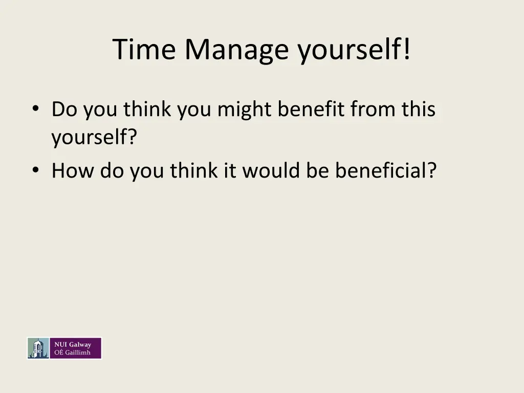 time manage yourself