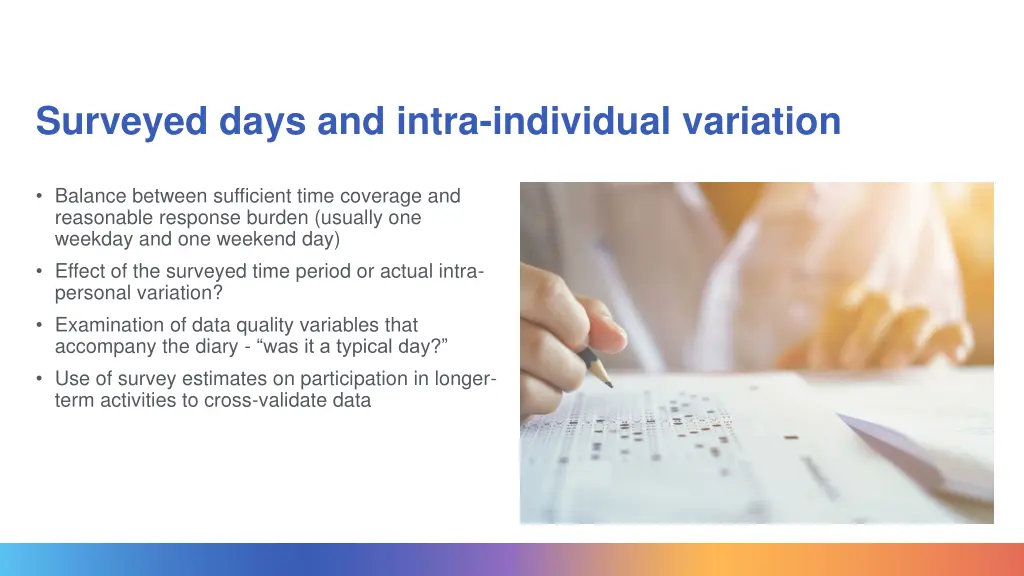 surveyed days and intra individual variation