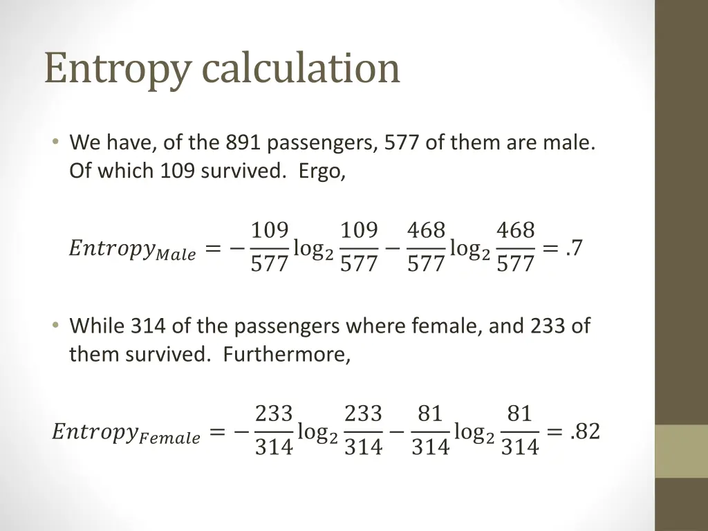 entropy calculation 1
