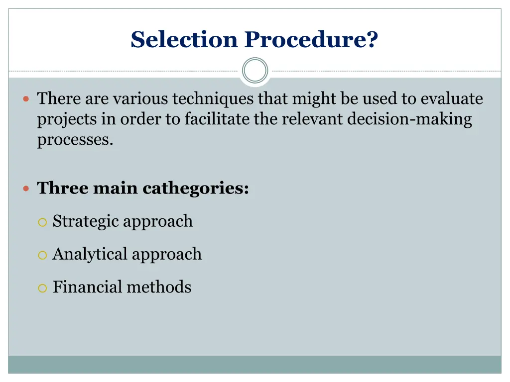 selection procedure 1