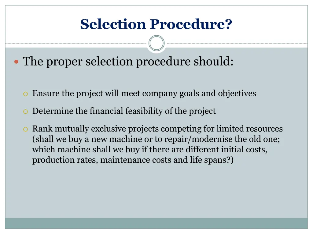selection procedure