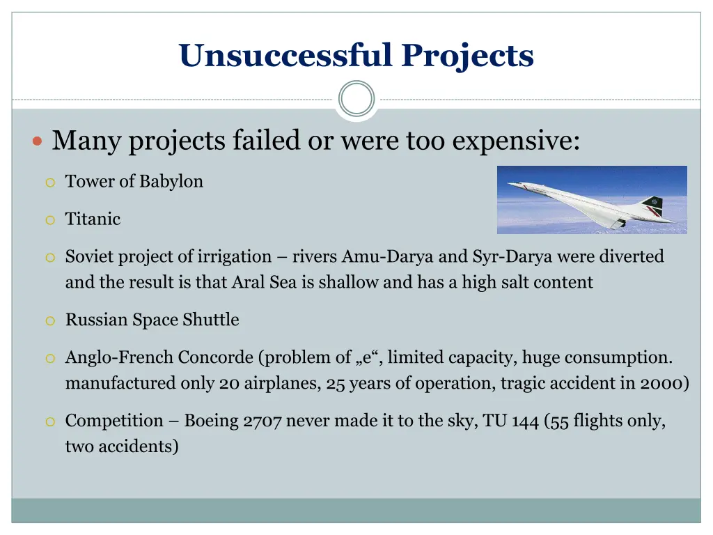 unsuccessful projects