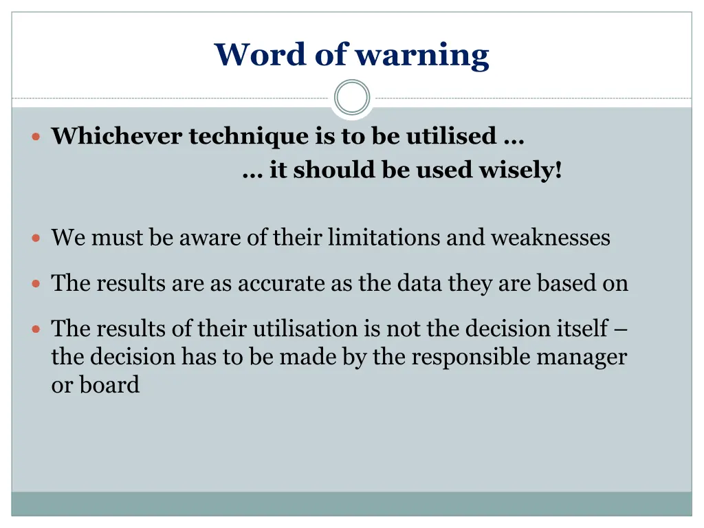 word of warning