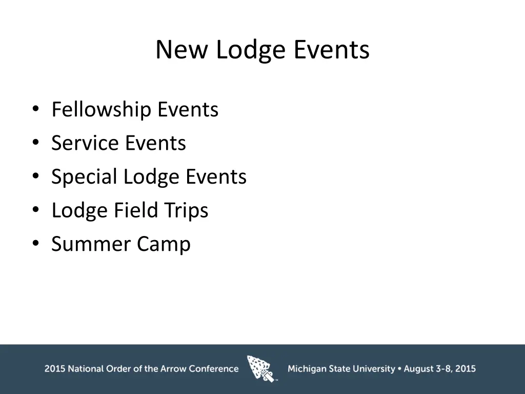 new lodge events