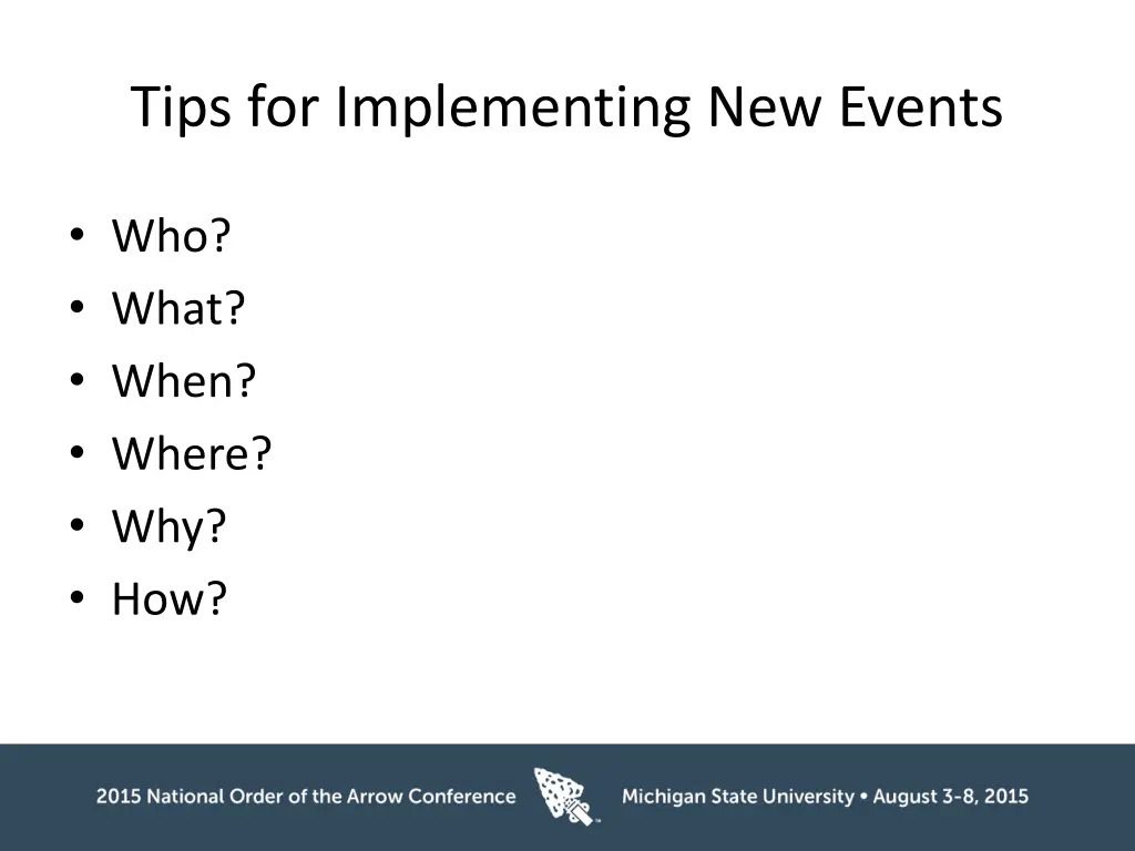 tips for implementing new events