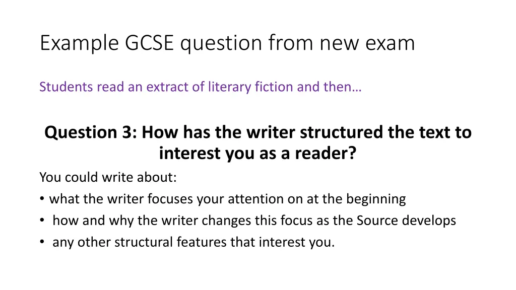 example gcse question from new exam