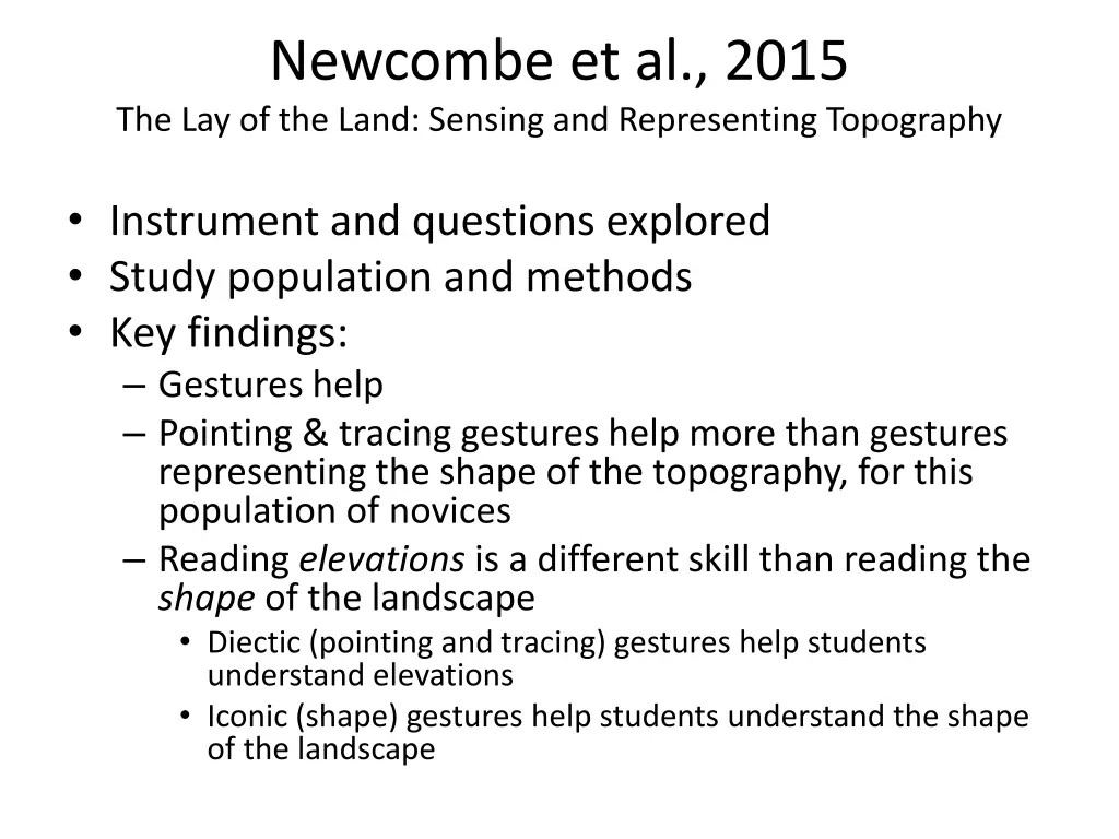 newcombe et al 2015 the lay of the land sensing