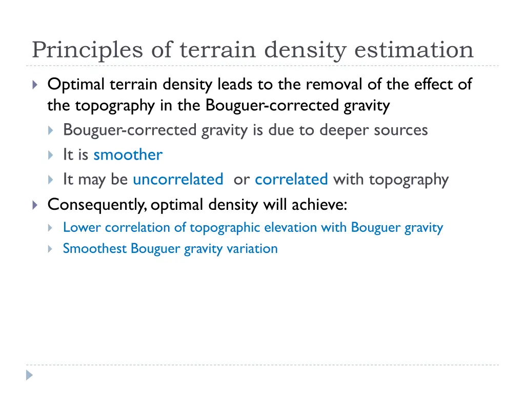 principles of terrain density estimation