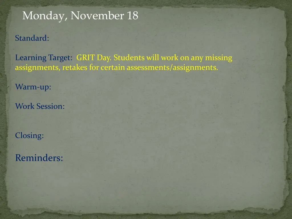 monday november 18