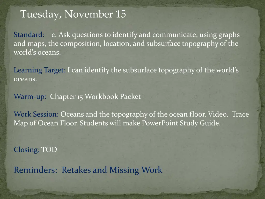 tuesday november 15