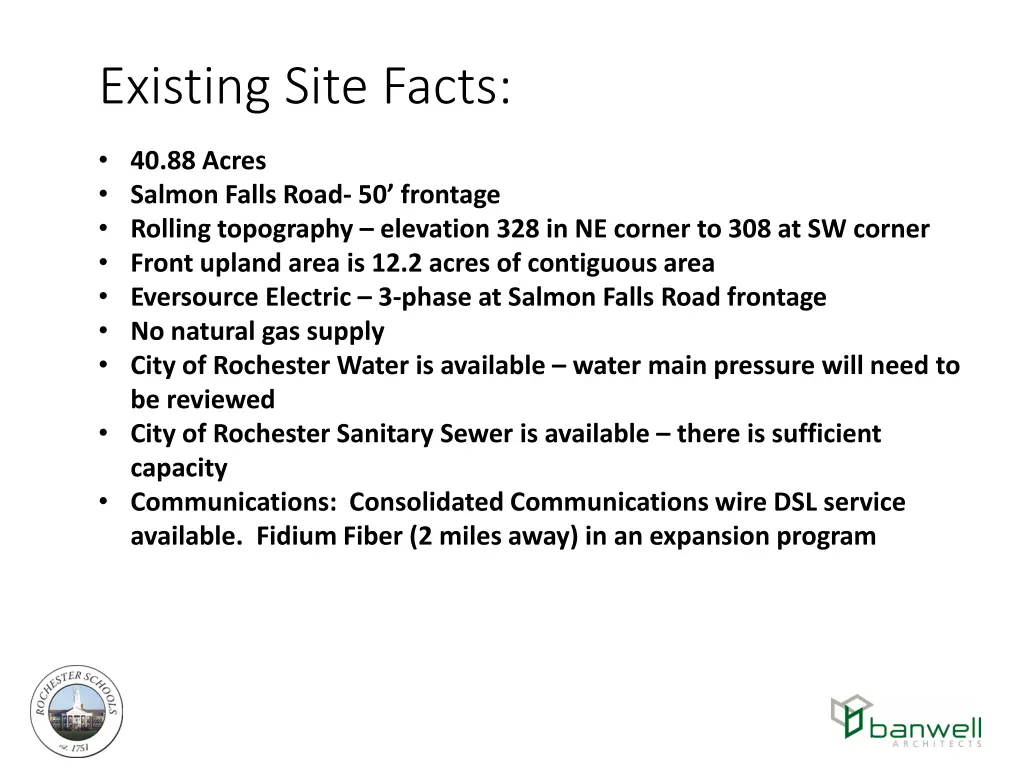 existing site facts
