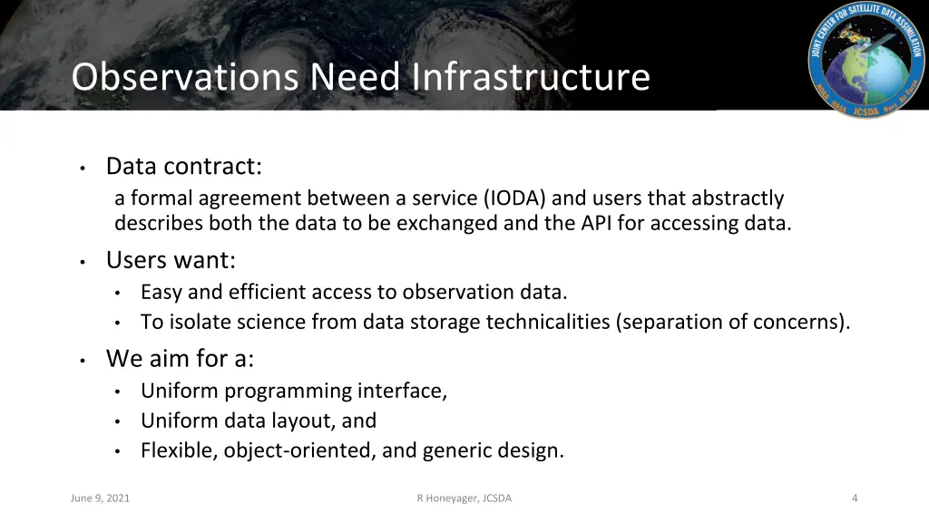 observations need infrastructure