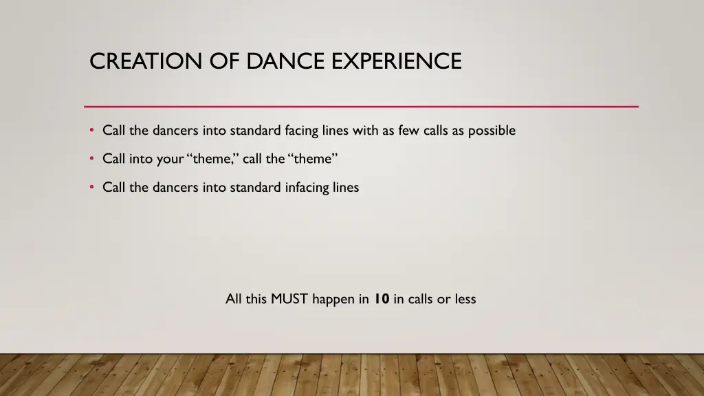 creation of dance experience