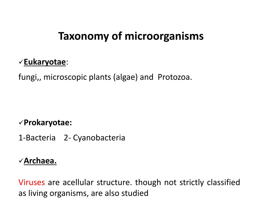 taxonomy of microorganisms