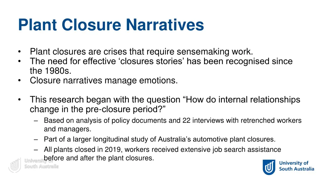 plant closure narratives