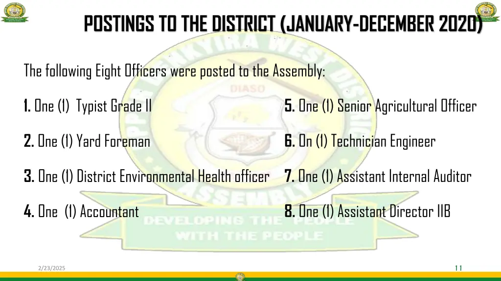 postings to the district january december 2020