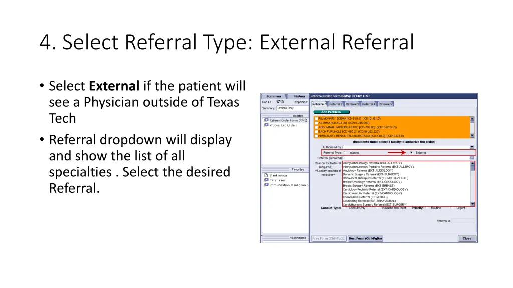 4 select referral type external referral