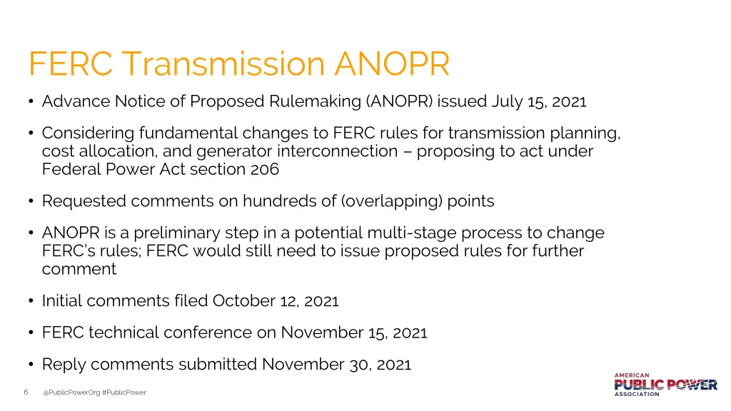 ferc transmission anopr advance notice