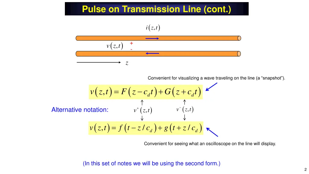 pulse on transmission line cont