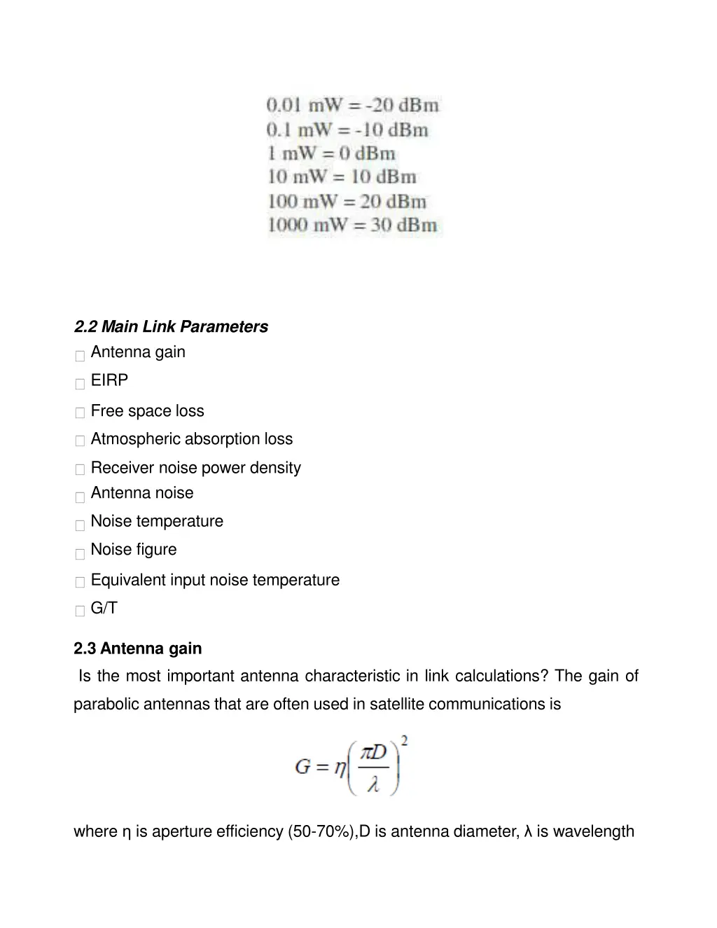2 2 main link parameters antenna gain
