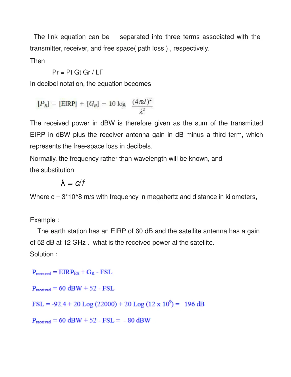 the link equation can be