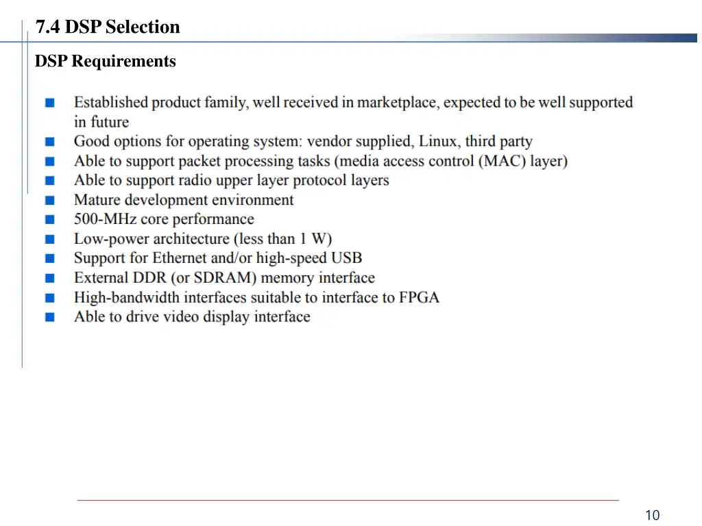 7 4 dsp selection