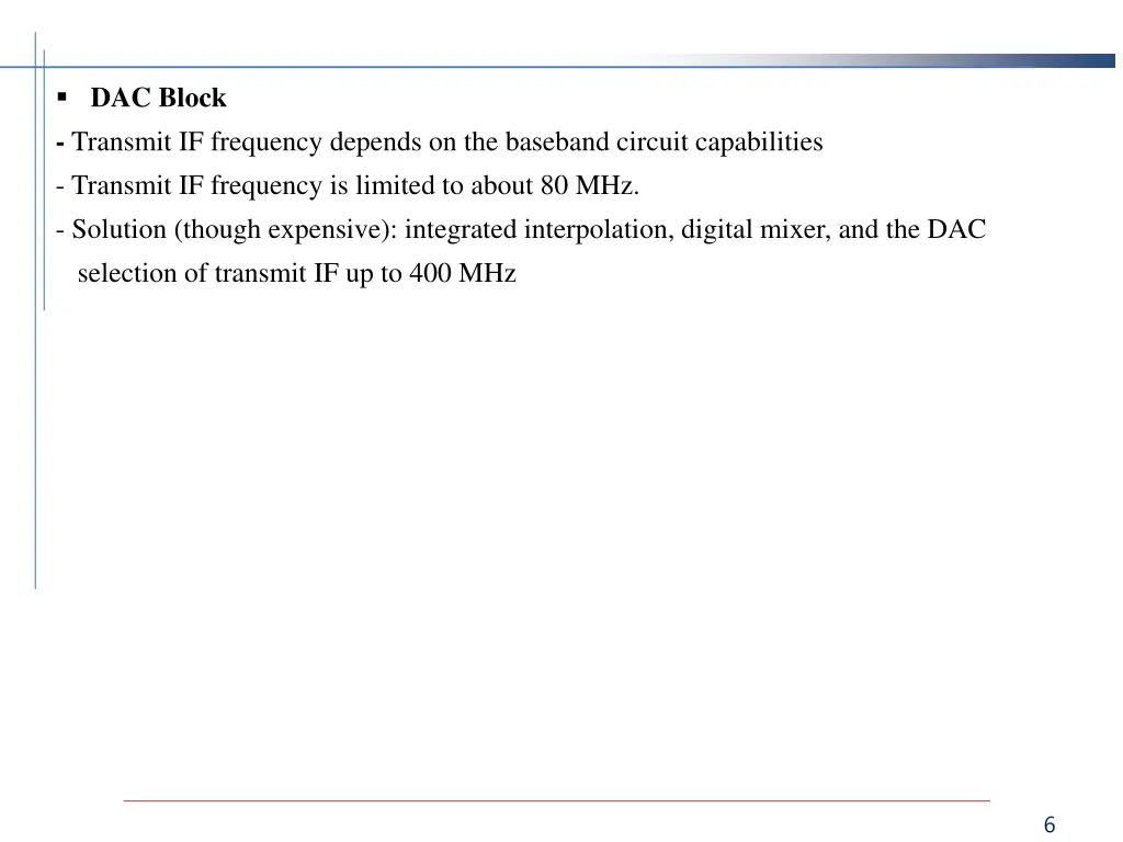 dac block transmit if frequency depends