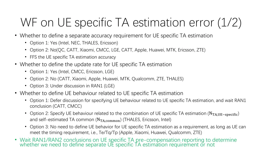 wf on ue specific ta estimation error 1 2